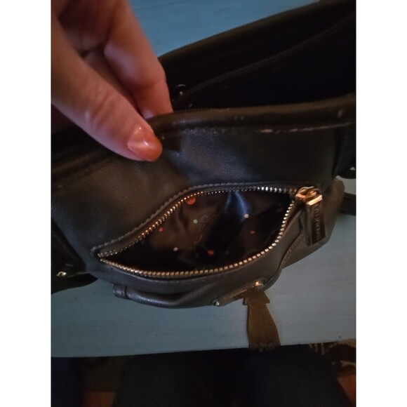 NWOT TYLER RODAN Chocolate Brown Purse, Black and Gold Detail Satchel Preowned - Picture 3 of 11